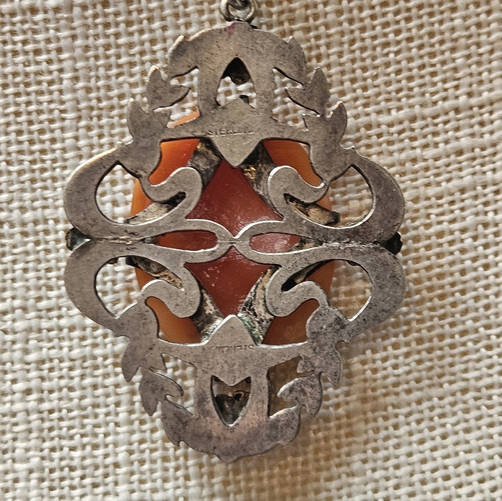 Vintage Cameo Sterling Silver Pendant Necklace - Picture 3 of 8